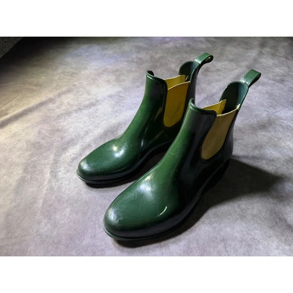 Lauren Ralph Lauren Tally Green Rubber Chelsea Rain Boots Womens Size 9